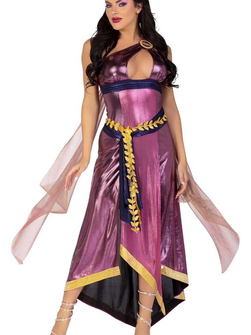 Women's 3 Pc Amethyst Goddess Costume With Sash and Headband